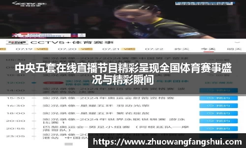 中央五套在线直播节目精彩呈现全国体育赛事盛况与精彩瞬间